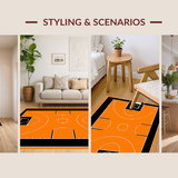 Ultra Soft Area Rug, Non Slip, Stain Resistant, Washable Area Rugs for Living Room, Bedroom, Striking Basketball Patterned Round Piece(Orange)