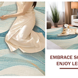 Ultra Soft Area Rug, Non Slip, Stain Resistant, Washable Area Rugs for Living Room, Bedroom, Oceanic Serenity Rug with Coastal Shell Motifs and Wave Line Artwork(Beige)