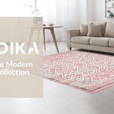 Ultra Soft Area Rug, Non Slip, Stain Resistant, Washable Area Rugs for Living Room, Bedroom, Rustic Textured Geometric Layout(Pink)
