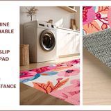 Ultra Soft Area Rug, Non Slip, Stain Resistant, Washable Area Rugs for Living Room, Bedroom, Boho Pink Floral Nursery Washable Rug(Pink)
