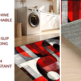 Ultra Soft Area Rug, Non Slip, Stain Resistant, Washable Area Rugs for Living Room, Bedroom, Modern Artistic Audio Vibes(Red)