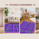 Ultra Soft Area Rug, Non Slip, Stain Resistant, Washable Area Rugs for Living Room, Bedroom, Dynamic Learning-Focused Lattice Style(Purple)
