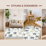Ultra Soft Area Rug, Non Slip, Stain Resistant, Washable Area Rugs for Living Room, Bedroom, Elegant Soft-Hued Animal Motif(Gray)