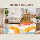 Ultra Soft Area Rug, Non Slip, Stain Resistant, Washable Area Rugs for Living Room, Bedroom, Chic Geometric Patterned Runner(Orange)