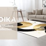 Ultra Soft Area Rug, Non Slip, Stain Resistant, Washable Area Rugs for Living Room, Bedroom, Contemporary Luxe Abstract Geometry(Gold)