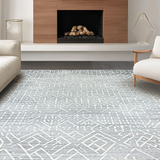 Ultra Soft Area Rug, Non Slip, Stain Resistant, Washable Area Rugs for Living Room, Bedroom, Sleek Geometric Light Grey Motif(Gray)