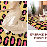 Ultra Soft Area Rug, Non Slip, Stain Resistant, Washable Area Rugs for Living Room, Bedroom, Soft Fluffy Pink Leopard Bedroom Decor(Yellow)