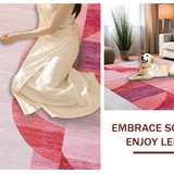 Ultra Soft Area Rug, Non Slip, Stain Resistant, Washable Area Rugs for Living Room, Bedroom, Aesthetic Bow Silhouette Rug with Satin Ribbon Elements and Dotted Borders(Pink)