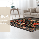 Ultra Soft Area Rug, Non Slip, Stain Resistant, Washable Area Rugs for Living Room, Bedroom, Elegant Stain-Resistant Bedroom Accent Carpet(Black)