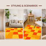 Ultra Soft Area Rug, Non Slip, Stain Resistant, Washable Area Rugs for Living Room, Bedroom, Charming Irregular Shape Accent Piece(Orange)