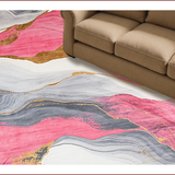 Ultra Soft Area Rug, Non Slip, Stain Resistant, Washable Area Rugs for Living Room, Bedroom, Sophisticated Pink Gray Tiled Motif(Pink)