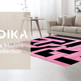 Ultra Soft Area Rug, Non Slip, Stain Resistant, Washable Area Rugs for Living Room, Bedroom, Dynamic Geometric Contrast Layout(Pink)