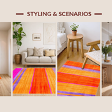Ultra Soft Area Rug, Non Slip, Stain Resistant, Washable Area Rugs for Living Room, Bedroom, Whimsical Multi-Tonal Design(Orange)