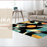 Ultra Soft Area Rug, Non Slip, Stain Resistant, Washable Area Rugs for Living Room, Bedroom, Elegant Monochrome Vinyl Aesthetic(Black)