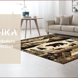 Ultra Soft Area Rug, Non Slip, Stain Resistant, Washable Area Rugs for Living Room, Bedroom, Rustic Earthy Animal Motifs(Beige)