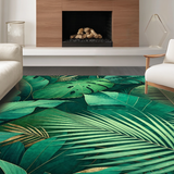 Ultra Soft Area Rug, Non Slip, Stain Resistant, Washable Area Rugs for Living Room, Bedroom, Modern Tropical Floral Style(Green)