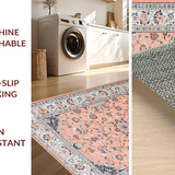 Ultra Soft Area Rug, Non Slip, Stain Resistant, Washable Area Rugs for Living Room, Bedroom, Transitional Striped Peach Aesthetic(Pink)