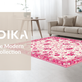 Ultra Soft Area Rug, Non Slip, Stain Resistant, Washable Area Rugs for Living Room, Bedroom, Vibrant Retro Floral Elements(White)