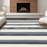 Ultra Soft Area Rug, Non Slip, Stain Resistant, Washable Area Rugs for Living Room, Bedroom, Stylish Contemporary Graphic Stripe Expression(White)