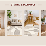 Ultra Soft Area Rug, Non Slip, Stain Resistant, Washable Area Rugs for Living Room, Bedroom, Elegant Modern Abstract Composition(Beige)