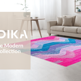 Ultra Soft Area Rug, Non Slip, Stain Resistant, Washable Area Rugs for Living Room, Bedroom, Eclectic Colorful Stripe Aesthetic(Pink)
