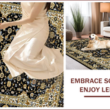 Ultra Soft Area Rug, Non Slip, Stain Resistant, Washable Area Rugs for Living Room, Bedroom, Chic Black and Gold Motif(Black)