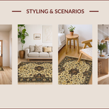 Ultra Soft Area Rug, Non Slip, Stain Resistant, Washable Area Rugs for Living Room, Bedroom, Rustic Earthy Traditional Motif(Beige)