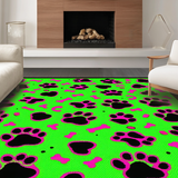 Ultra Soft Area Rug, Non Slip, Stain Resistant, Washable Area Rugs for Living Room, Bedroom, Whimsical Puppy Bone Patterned Accent(Green)