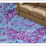 Ultra Soft Area Rug, Non Slip, Stain Resistant, Washable Area Rugs for Living Room, Bedroom, Vibrant Boho Geometric Fusion(Blue)