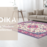 Ultra Soft Area Rug, Non Slip, Stain Resistant, Washable Area Rugs for Living Room, Bedroom, Rustic Cream Botanical Design(Ivory)