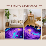 Ultra Soft Area Rug, Non Slip, Stain Resistant, Washable Area Rugs for Living Room, Bedroom, Stellar Bright Nebula Print(Purple)