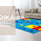 Ultra Soft Area Rug, Non Slip, Stain Resistant, Washable Area Rugs for Living Room, Bedroom, Harmonious Chromatic Circle Pattern(Blue)