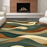 Ultra Soft Area Rug, Non Slip, Stain Resistant, Washable Area Rugs for Living Room, Bedroom, Vibrant Graphic Geometric Elements(Brown)