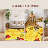 Ultra Soft Area Rug, Non Slip, Stain Resistant, Washable Area Rugs for Living Room, Bedroom, Soft Pastel Mushroom Fantasy(Yellow)