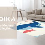 Ultra Soft Area Rug, Non Slip, Stain Resistant, Washable Area Rugs for Living Room, Bedroom, Whimsical Oceanic Creature Design(White)