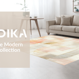 Ultra Soft Area Rug, Non Slip, Stain Resistant, Washable Area Rugs for Living Room, Bedroom, Modern Geometric Pattern Rug with Peach Tones and Gold Linework Accents(Beige)