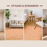 Ultra Soft Area Rug, Non Slip, Stain Resistant, Washable Area Rugs for Living Room, Bedroom, Elegant Minimalist Diamond Motif(Orange)