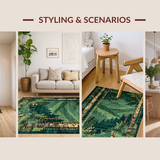 Ultra Soft Area Rug, Non Slip, Stain Resistant, Washable Area Rugs for Living Room, Bedroom, Artful Retro Animal Shapes(Green)