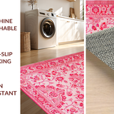 Ultra Soft Area Rug, Non Slip, Stain Resistant, Washable Area Rugs for Living Room, Bedroom, Modern Playful Pink Petal Design(Pink)