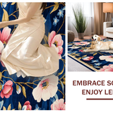 Ultra Soft Area Rug, Non Slip, Stain Resistant, Washable Area Rugs for Living Room, Bedroom, Artful Ogee Floral Aesthetic(Blue)