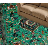 Ultra Soft Area Rug, Non Slip, Stain Resistant, Washable Area Rugs for Living Room, Bedroom, Elegant Distressed Floral Arrangement(Green)