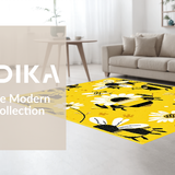 Ultra Soft Area Rug, Non Slip, Stain Resistant, Washable Area Rugs for Living Room, Bedroom, Lively Floral Circle Visual Appeal(Yellow)