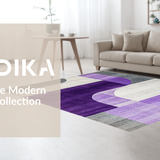 Ultra Soft Area Rug, Non Slip, Stain Resistant, Washable Area Rugs for Living Room, Bedroom, Sophisticated Grey and Purple Motif(Purple)