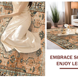 Ultra Soft Area Rug, Non Slip, Stain Resistant, Washable Area Rugs for Living Room, Bedroom, Chic Faded Diamond Pattern(Brown)