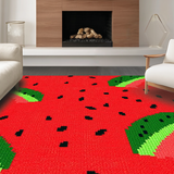 Ultra Soft Area Rug, Non Slip, Stain Resistant, Washable Area Rugs for Living Room, Bedroom, Lively Fruity Decor Style(Red)