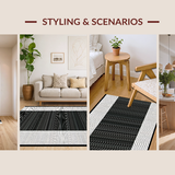 Ultra Soft Area Rug, Non Slip, Stain Resistant, Washable Area Rugs for Living Room, Bedroom, Sleek Earth Tone Linear Patterns(Black)