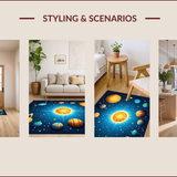 Ultra Soft Area Rug, Non Slip, Stain Resistant, Washable Area Rugs for Living Room, Bedroom, Outer Space Boys Bedroom Vibrant Planet Theme Rug(Blue)