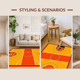 Ultra Soft Area Rug, Non Slip, Stain Resistant, Washable Area Rugs for Living Room, Bedroom, Rustic Athletic Court Vibe(Orange)