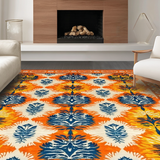 Ultra Soft Area Rug, Non Slip, Stain Resistant, Washable Area Rugs for Living Room, Bedroom, Lively Orange and Blue Funky Design(Orange)