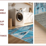 Ultra Soft Area Rug, Non Slip, Stain Resistant, Washable Area Rugs for Living Room, Bedroom, Elegant Distressed Floral Motif(Blue)